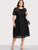 Plus Box Pleated Striped Mesh Dress