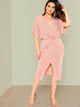 Plus Twist Front Slit Batwing Dress