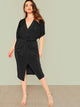 Plus Twist Front Slit Batwing Dress