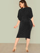 Plus Twist Front Slit Batwing Dress