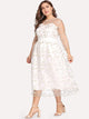 Plus Embroidered Mesh Overlay Sweetheart Neck Dress