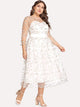 Plus Embroidered Mesh Overlay Sweetheart Neck Dress