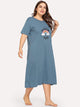 Plus Rainbow & Letter Print Night Dress