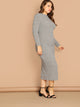 Plus Ruffle Trim Heathered Knit Bodycon Dress