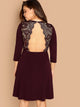 Plus Floral Lace Open Back Fit & Flare Dress