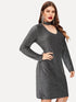 Plus Zip Back Choker Neck Sparkle Dress