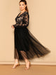 Plus Lace Bodice Mesh Hem Dress