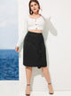 Plus Ruffle Trim Zip Back Skirt