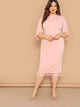 Plus Tassel Trim Solid Dress