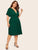 Plus Knot Back Plunging Neck Pleated Dress