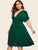 Plus Knot Back Plunging Neck Pleated Dress