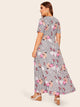 Plus Striped & Floral Print Maxi Dress
