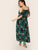 Plus Cold Shoulder Tropical Print Belted Split Dress