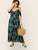Plus Cold Shoulder Tropical Print Belted Split Dress