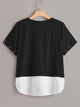 Plus Pearl Detail Two Tone Blouse
