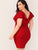 Plus Zip Back Ruffle Trim Bodycon Dress