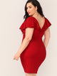 Plus Zip Back Ruffle Trim Bodycon Dress