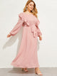 Plus Ruffle Trim Belted Dress