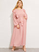 Plus Ruffle Trim Belted Dress