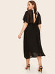Plus Tie Back Flutter Sleeve Dress