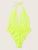 Plus Neon Lime Lace Halter Teddy Bodysuit