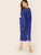 Plus Lantern Sleeve Wrap Belted Split Back Pencil Dress