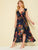 Plus Floral Print Ruffle Hem Wrap Belted Dress