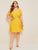 Plus Solid Slit Sleeve Tie Side Wrap Dress