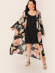 Plus Open Front Floral Print Kimono