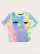 Plus Eye and Eyelash Print Tie Dye Top