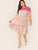 Plus Contrast Guipure Lace Yoke Layered Hem Dress