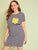 Plus Pocket Patched Striped Ringer Dress