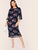 Plus Floral Print Tassel Detail Pencil Dress