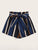 Plus Paperbag Waist Striped Belted Shorts