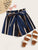 Plus Paperbag Waist Striped Belted Shorts