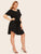 Plus Tie Waist Curved Hem Solid Dress