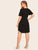 Plus Tie Waist Curved Hem Solid Dress