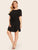 Plus Tie Waist Curved Hem Solid Dress