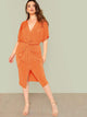 Plus Twist Front Slit Batwing Dress