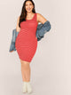 Plus Striped Print Bodycon Tank Dress