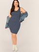 Plus Striped Print Bodycon Tank Dress