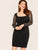 Plus Square Neck Sheer Sleeve Glitter Overlay Dress