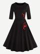 Embroidered Applique Flare Dress