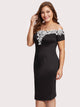 Plus Off Shoulder Lace Applique Trim Dress