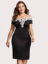 Plus Off Shoulder Lace Applique Trim Dress