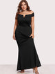 Plus Off Shoulder Zip Back Maxi Dress