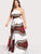 SHEIN Plus Ornate Print Lace Up Backless Dress