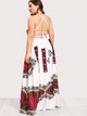 SHEIN Plus Ornate Print Lace Up Backless Dress