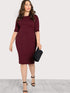  Plus 3/4 Sleeve Solid Pencil Dress