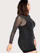 Plus Mock Neck Glitter Mesh 2 In 1 Dress